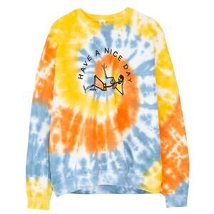 Urban Outfitters Tie Dye Skeleton “Have A Nice Day” Pullover Sweater S/M
